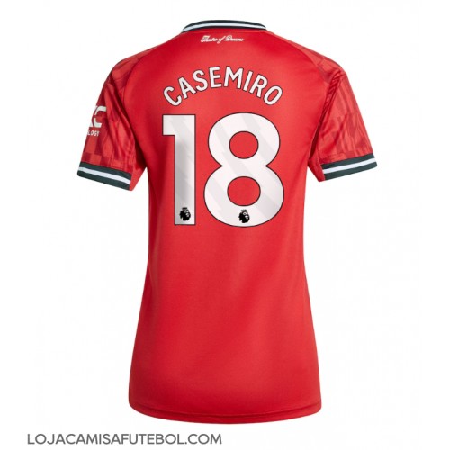 Camisa de Futebol Manchester United Casemiro #18 Equipamento Principal Mulheres 2025-26 Manga Curta Camisa de Futebol Manchester United Casemiro #18 Equipamento Principal Mulheres 2025-26 Manga Curta